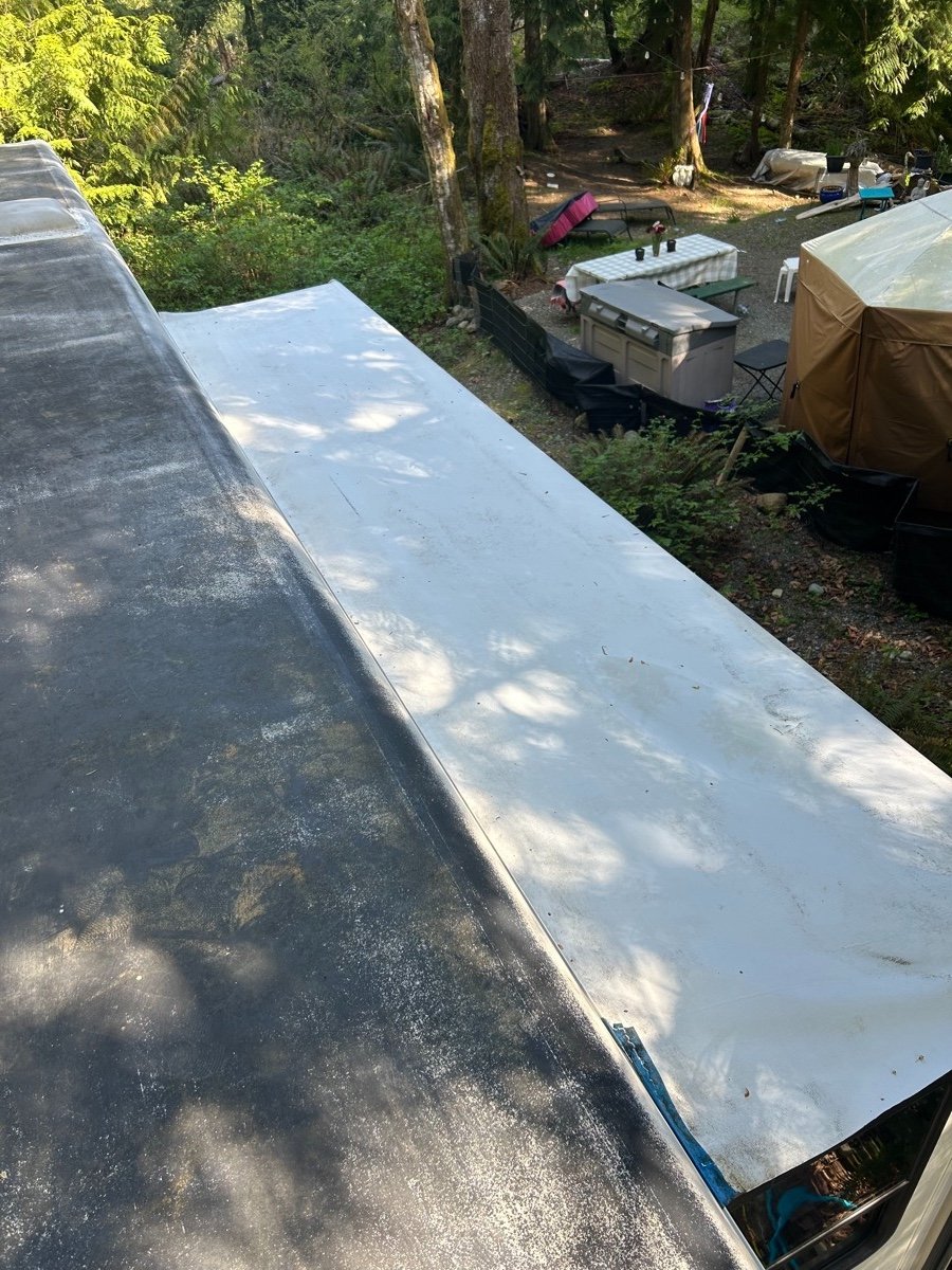 Clean RV roof after detailing