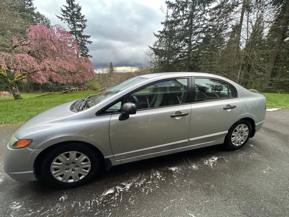 Silver Honda Civic after exterior hand wash