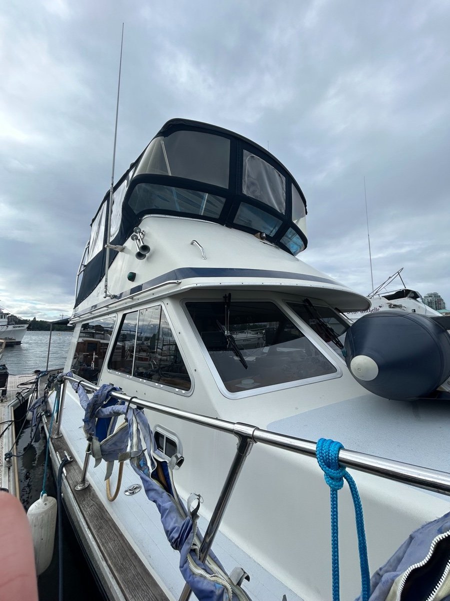 Detailed yacht moored at a Greater Victoria marina